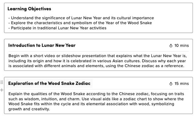 Lesson planning for Lunar New Year