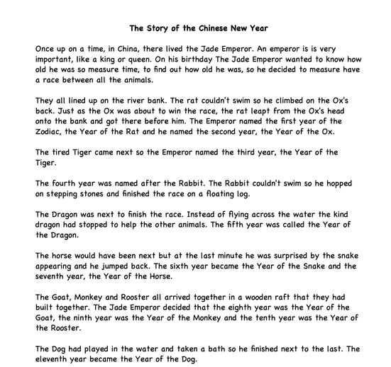 The Story of the Chinese New Year