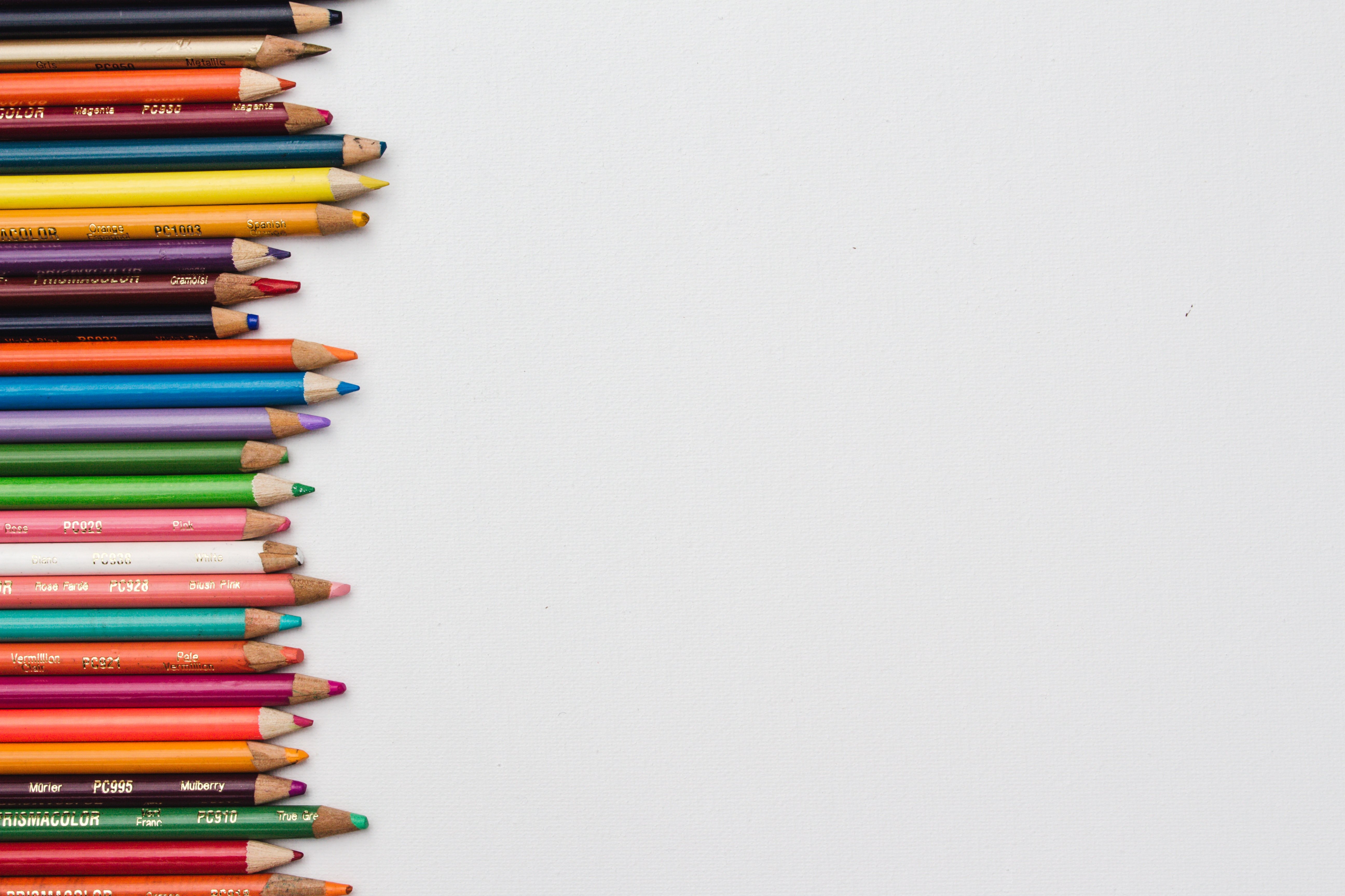 Coloured pencils lined up